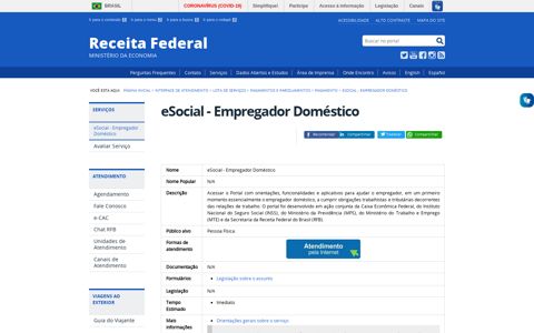 eSocial - Empregador Doméstico — Receita Federal