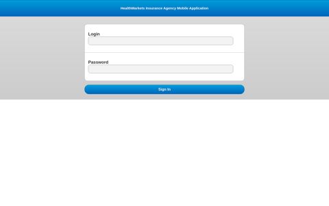HealthMarkets Insurance Agency Mobile Application - Sign In