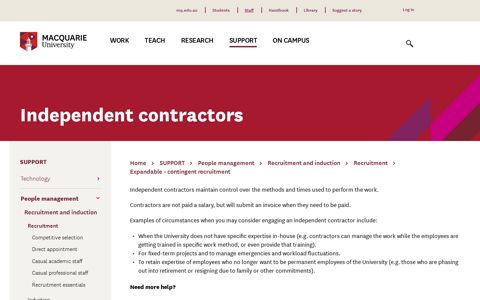 Staff Portal - Independent contractors
