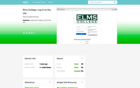 moodle.elms.edu - Elms College: Log in to the si... - Sur.ly