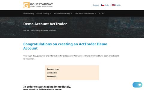 Congratulations on creating an ActTrader Demo Account ...