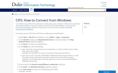 CIFS: How to Connect from Windows | Duke University OIT