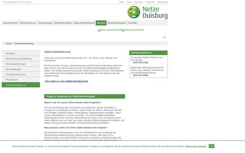 Zählerstandsablesung - Netze Duisburg GmbH