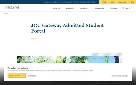 JCU Gateway Admitted Student Portal - John Carroll University