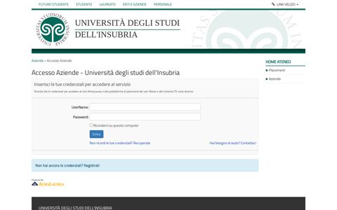 Accesso Aziende - Università degli studi dell'Insubria