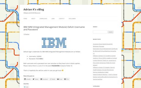 IBM IMM (Integrated Management Module) Defult Username ...