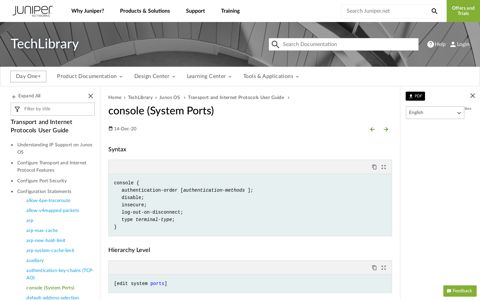 console (System Ports) - TechLibrary - Juniper Networks