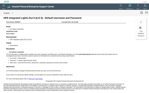 HPE Integrated Lights-Out 5 (iLO 5) - Default Username and ...
