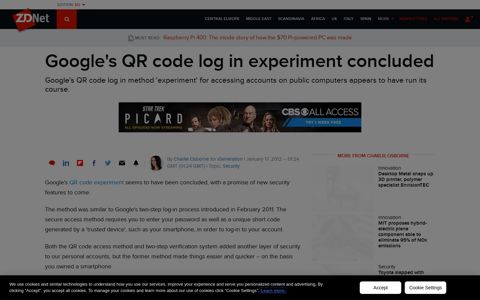 Google's QR code log in experiment concluded | ZDNet