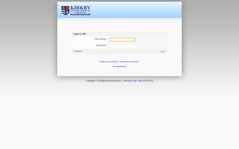 Kirkby International College LMS Login page - Malaysia