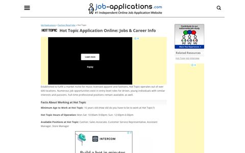 Hot Topic Application, Jobs & Careers Online