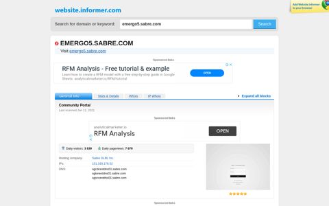 emergo5.sabre.com at WI. Community Portal - Website Informer