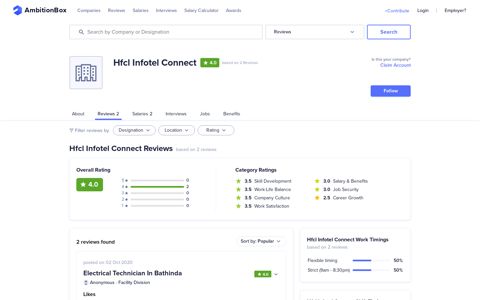 Hfcl Infotel Connect Reviews by 2 Employees | AmbitionBox