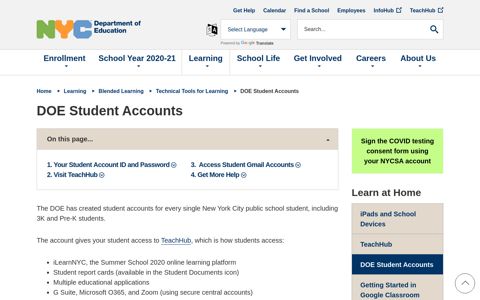 DOE Student Accounts - NYC