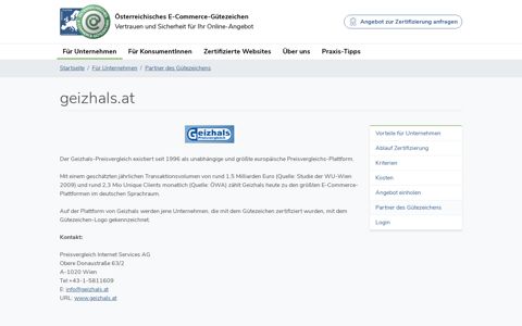 geizhals.at - Österreichisches E-Commerce-Gütezeichen