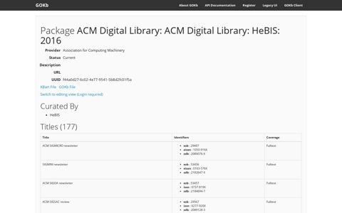 ACM Digital Library: HeBIS: 2016 - GOKb