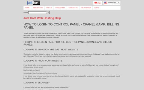 How To Login To Control Panel - cPanel & Billing ... - Just Host