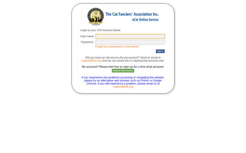 eCat Online Services Login to your CFA Account below