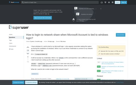 How to login to network share when Microsoft Account is tied ...