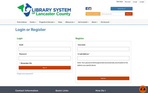 Login or Register - Library System of Lancaster County