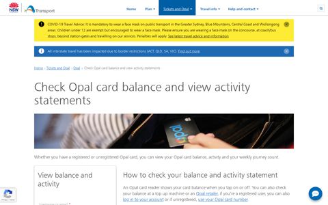 Check Opal card balance and view activity statements ...