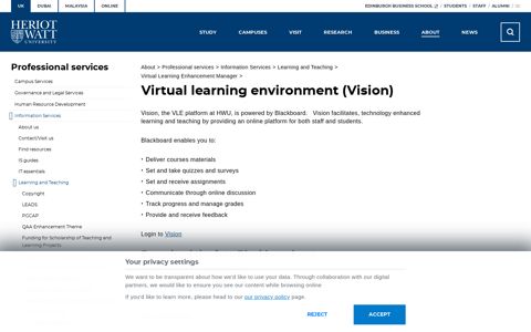 Virtual learning environment (Vision) - Heriot-Watt University