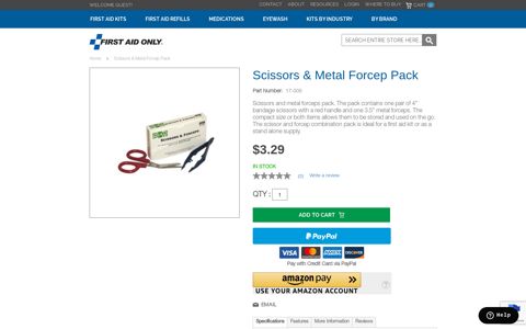 Scissors & Metal Forcep Pack - First Aid Only