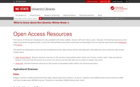 Open Access Resources | NC State University Libraries