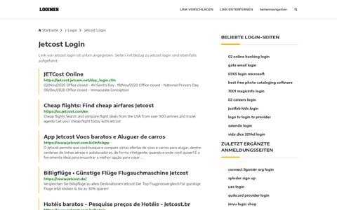 Jetcost Login | Allgemeine Informationen zur Anmeldung - Logines.de