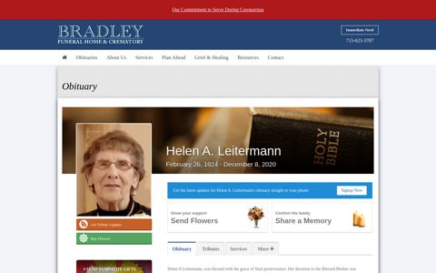 Helen A. Leitermann Obituary - Bradley Funeral Home
