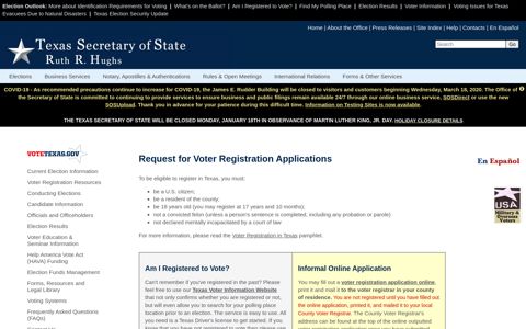 Request for Voter Registration Applications