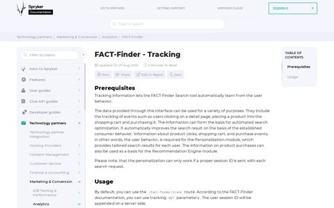 FACT-Finder - Tracking | Spryker - Spryker Documentation