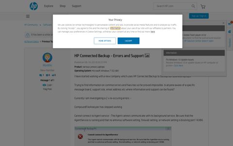 HP Connected Backup - Errors and Support - HP Community