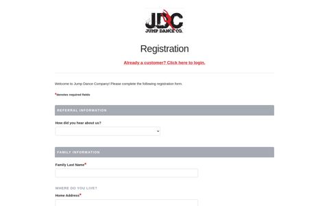 Jump Dance Company Online Registration - Login