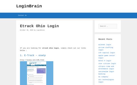 Etrack Ohio - E-Track - Ocwtp - LoginBrain