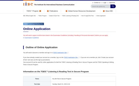 Online Application | TOEIC Listening & Reading Test | IIBC ...