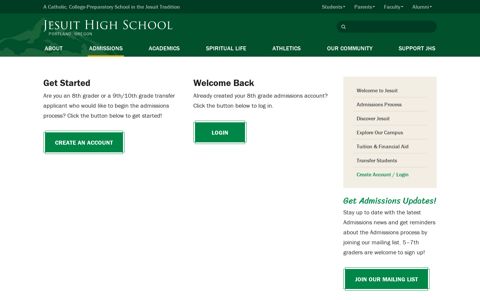Create Account / Login - Jesuit High School - Portland