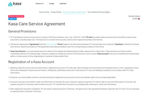 Kasa Care Service Agreement | Kasa Smart