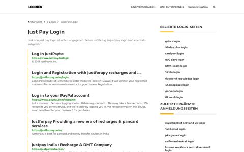 Just Pay Login | Allgemeine Informationen zur Anmeldung