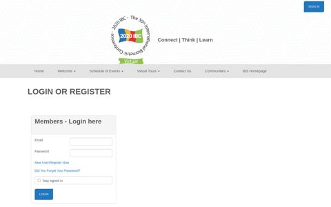 Login or Register - IBC 2020 | Online Learning Series