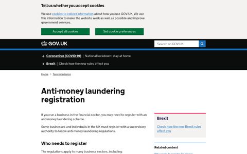 Anti-money laundering registration - GOV.UK