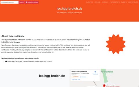 icc.hgg-broich.de with 2 alternative names - Certificate details