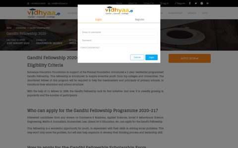 Gandhi Fellowship 2020-21 - Application form, Last Date
