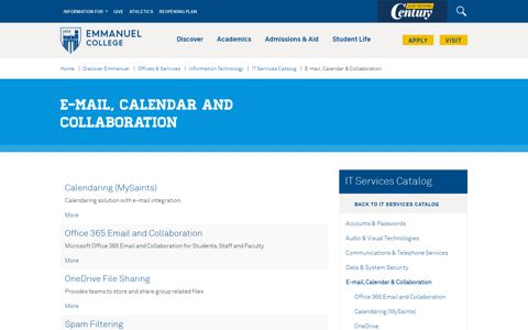 E-mail, Calendar and Collaboration - Emmanuel College