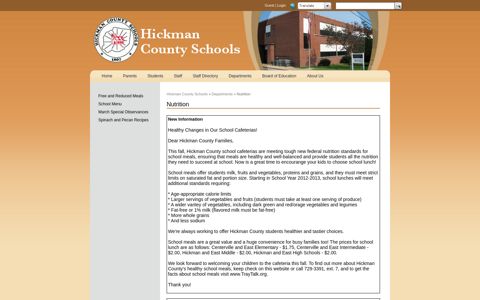 Nutrition - Hickman County Schools