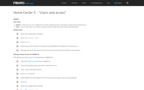 Users and access | FIBARO Manuals