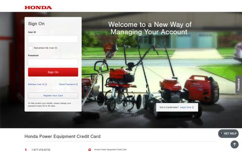 Honda Power Equipment Credit Card: Log In or Apply