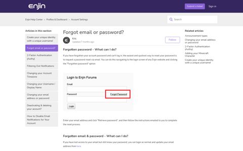 Forgot email or password? – Enjin Help Center