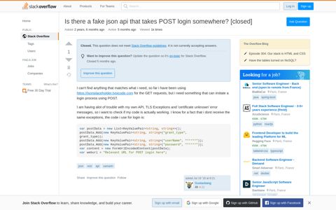 Is there a fake json api that takes POST login somewhere ...