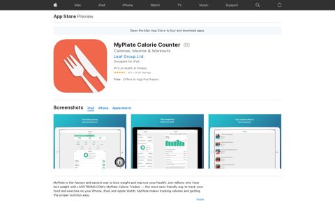 ‎MyPlate Calorie Counter on the App Store